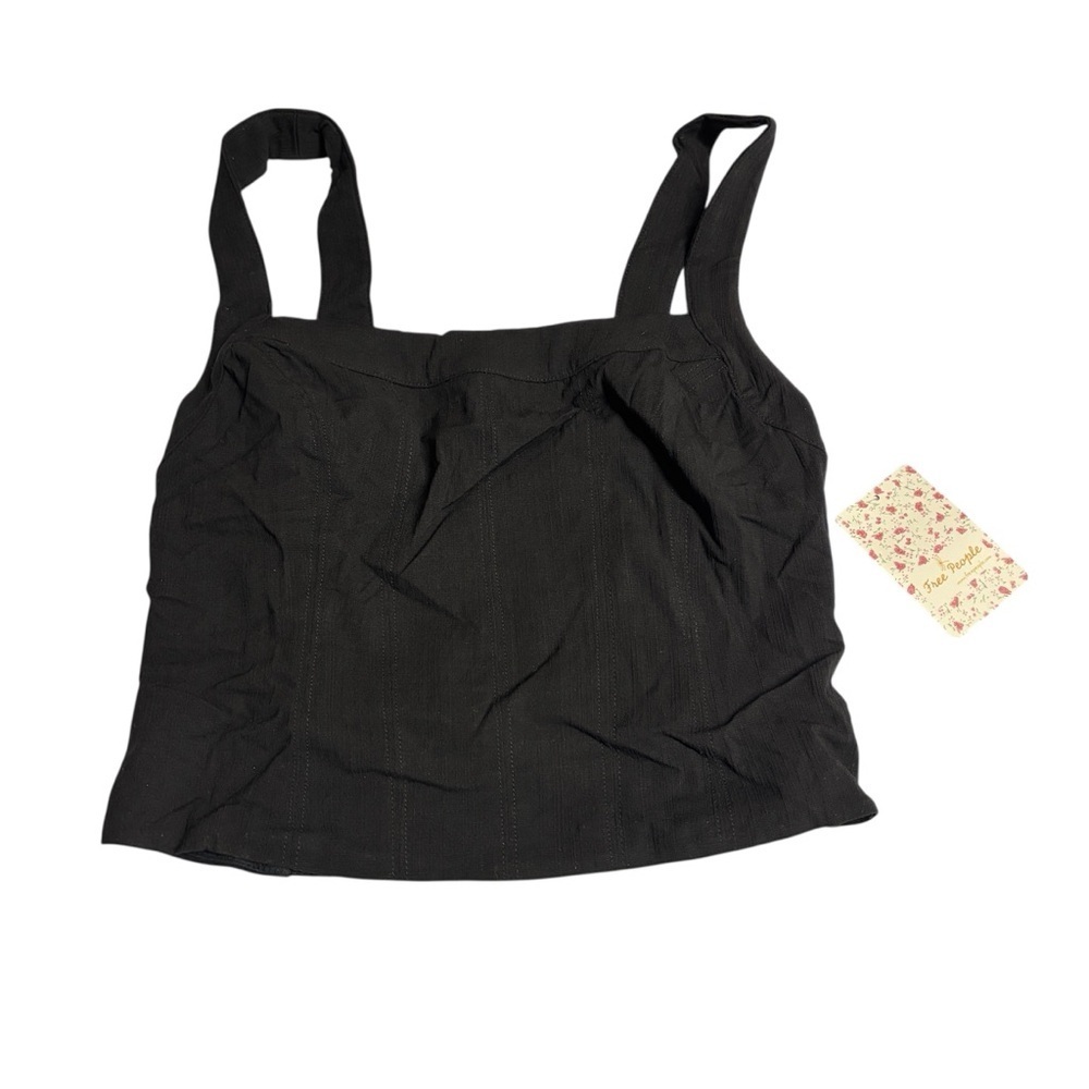 FREE PEOPLE Black Smocked Crop Tank | Size Small | New